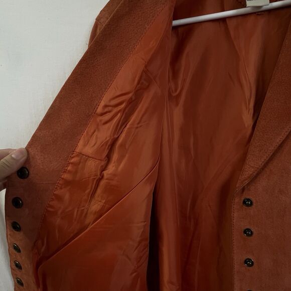 Live A Little Orange Genuine Leather Suede Jacket Large - Picture 5 of 9